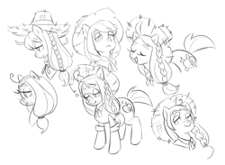 Size: 1794x1314 | Tagged: safe, artist:orangekissess, derpibooru import, oc, oc:peachie keen, earth pony, pony, lidded eyes, sketch, sketch dump, smiling, solo