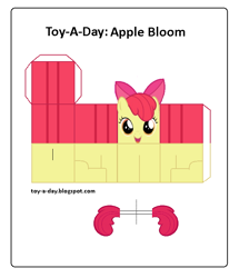 Size: 600x699 | Tagged: safe, artist:grapefruitface1, derpibooru import, part of a set, apple bloom, craft, papercraft, solo, toy a day