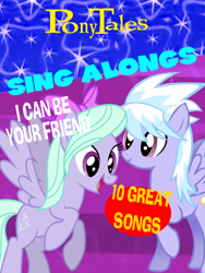 Size: 450x600 | Tagged: artist needed, safe, derpibooru import, edit, cloudchaser, flitter, series:pony tales, dvd, sing along, veggietales