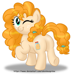 Size: 1600x1663 | Tagged: safe, artist:aleximusprime, derpibooru import, pear butter, earth pony, pony, female, looking back, mare, plot, simple background, smiling, solo, transparent background