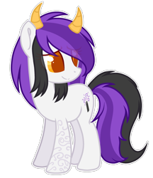 Size: 2361x2737 | Tagged: safe, artist:poppyglowest, derpibooru import, oc, oc:mikaela, pony, female, high res, horns, simple background, solo, transparent background