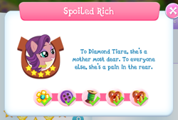 Size: 1439x968 | Tagged: safe, derpibooru import, spoiled rich, earth pony, pony, female, gameloft, mare, rhyme