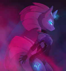 Size: 2706x2909 | Tagged: safe, artist:pon-ee, tempest shadow, anthro, unicorn, my little pony: the movie, armor, broken horn, commander, eye scar, female, horn, mare, scar, solo, sparking horn