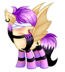 Size: 665x729 | Tagged: safe, artist:poppyglowest, derpibooru import, oc, bat pony, pony, bandage, clothes, female, mare, simple background, socks, solo, transparent background