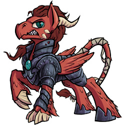 Size: 1000x1000 | Tagged: safe, artist:kalemon, derpibooru import, oc, oc:jabberwock, dracony, pony, fallout equestria, armor, claws, horns, male, simple background, slit eyes, solo, stallion, transparent background