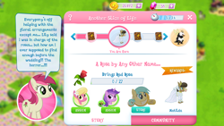 Size: 1280x720 | Tagged: safe, derpibooru import, amethyst star, lily, lily valley, matilda, roseluck, sparkler, sunshower raindrops, bugbear, flower, game screencap, gameloft, rose