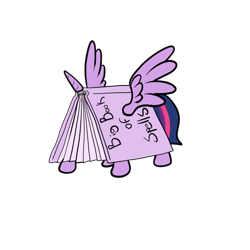 Size: 700x700 | Tagged: safe, artist:bennimarru, derpibooru import, twilight sparkle, twilight sparkle (alicorn), alicorn, bookhorse, flat colors, fusion, literal, not salmon, pun, simple background, solo, transparent background, visual pun, wat, we have become one, what has science done