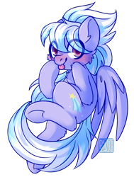 Size: 2093x2773 | Tagged: safe, artist:ruef, cloudchaser, pegasus, pony, akanbe, cheek fluff, chest fluff, cute, cutechaser, ear fluff, eye clipping through hair, female, leg fluff, looking at you, mare, simple background, smiling, solo, tongue out, transparent background
