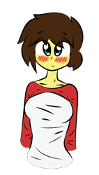Size: 2733x4828 | Tagged: safe, artist:binary6, derpibooru import, oc, oc only, oc:happy wigglesworth, anthro, breasts, clothes, female, freckles, rule 63, simple background, solo, transparent background