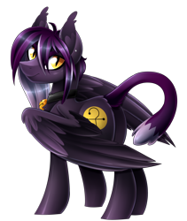 Size: 1920x2271 | Tagged: safe, artist:scarlet-spectrum, oc, oc only, oc:ceshire sabur, pegasus, pony, cat tail, commission, female, looking at you, mare, simple background, slit eyes, smiling, solo, transparent background