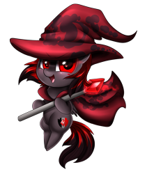 Size: 2247x2663 | Tagged: safe, artist:pridark, oc, oc only, pony, cape, chibi, clothes, commission, cute, hat, looking at you, open mouth, scepter, simple background, smiling, solo, transparent background