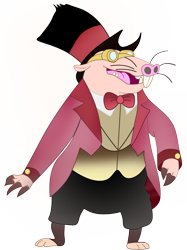 Size: 3500x4690 | Tagged: safe, artist:wonderschwifty, derpibooru exclusive, derpibooru import, verko, anthro, naked mole rat, my little pony: the movie, clothes, goggles, hat, male, simple background, solo, top hat, transparent background