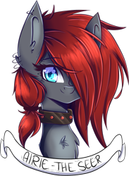 Size: 701x957 | Tagged: safe, artist:chaospuschel, derpibooru import, oc, oc only, earth pony, pony, bust, collar, portrait, simple background, solo, transparent background