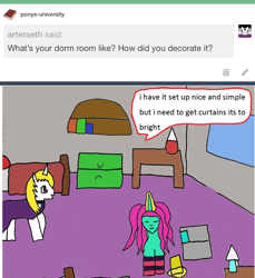 Size: 1152x1259 | Tagged: safe, artist:ask-luciavampire, derpibooru import, oc, unicorn, vampire, vampony, ask, school, tumblr, tumblr:ask-ponys-university