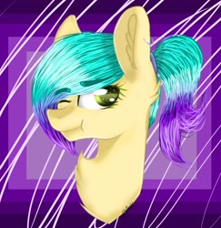 Size: 1491x1536 | Tagged: safe, artist:rainbowcupcake122, oc, oc only, oc:mashed diamond, pony, abstract background, bust, female, mare, one eye closed, portrait, scrunchy face, solo