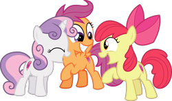 Size: 10921x6400 | Tagged: safe, artist:parclytaxel, derpibooru import, apple bloom, scootaloo, sweetie belle, earth pony, pegasus, pony, unicorn, crusaders of the lost mark, .svg available, absurd resolution, cutie mark, cutie mark crusaders, female, filly, raised hoof, simple background, smiling, the cmc's cutie marks, transparent background, vector