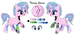Size: 964x460 | Tagged: safe, artist:mlpcrystalharmony, artist:selenaede, derpibooru import, oc, oc only, oc:tammy spears, pony, unicorn, base used, ear piercing, earring, eyeshadow, female, jewelry, makeup, mare, piercing, reference sheet, simple background, solo, tattoo, transparent background
