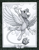 Size: 2328x2951 | Tagged: safe, artist:brendahickey, derpibooru import, oc, oc:gyro feather, oc:gyro tech, griffon, flying, griffonized, monochrome, species swap, spread wings, waving, wings