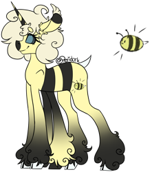 Size: 1014x1146 | Tagged: safe, artist:peridork, derpibooru import, oc, oc only, oc:fuzzy bee, bee, bee pony, original species, multiple limbs, simple background, six legs, solo, transparent background