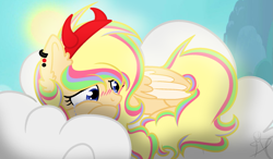 Size: 1909x1117 | Tagged: safe, artist:xxmelody-scribblexx, derpibooru import, oc, oc:melody scribble, pegasus, pony, base used, cloud, crying, female, mare, solo