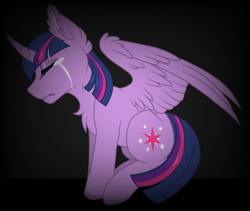 Size: 776x654 | Tagged: safe, artist:melodytheartpony, derpibooru import, twilight sparkle, twilight sparkle (alicorn), alicorn, crying, emotional, eyes closed, female, looking down, sitting, solo