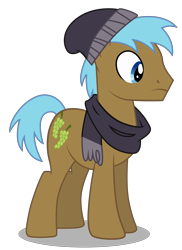 Size: 3539x4859 | Tagged: safe, artist:dragonchaser123, derpibooru import, neigh sayer, earth pony, pony, fake it 'til you make it, .ai available, background pony, beanie, clothes, hat, male, scarf, simple background, solo, stallion, transparent background, vector