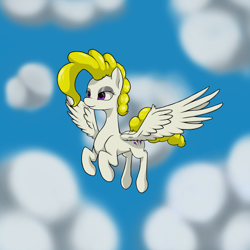 Size: 2000x2000 | Tagged: safe, artist:cefey, surprise, pegasus, pony, cloud, female, flying, high res, mare, solo