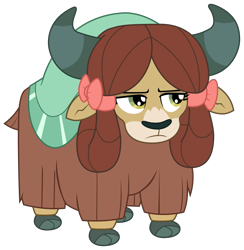 Size: 2213x2265 | Tagged: safe, artist:sonofaskywalker, derpibooru import, yona, yak, non-compete clause, bow, cloven hooves, female, hair bow, simple background, solo, transparent background, unamused, vector, yona is not amused