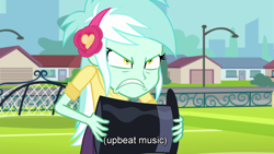 Size: 1920x1080 | Tagged: safe, derpibooru import, edit, edited screencap, screencap, lyra heartstrings, all's fair in love and friendship games, equestria girls, friendship games, angry, hat, solo, subtitles, top hat