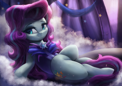 Size: 3600x2550 | Tagged: safe, artist:vanillaghosties, derpibooru import, coloratura, earth pony, pony, atg 2018, clothes, cute, female, high res, looking at you, mare, newbie artist training grounds, rarabetes, scenery, solo, stage