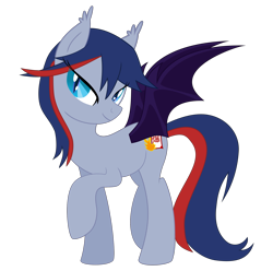 Size: 1885x1867 | Tagged: safe, artist:sevenfates, derpibooru exclusive, oc, oc only, oc:evening script, bat pony, pony, bat wings, protoss, simple background, smiling, solo, transparent background