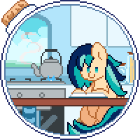 Size: 200x200 | Tagged: safe, artist:chirpy-chi, derpibooru import, oc, oc:sapphire breeze, pegasus, pony, animated, cute, kettle, pixel art, simple background, solo, transparent background