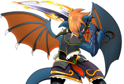 Size: 1280x863 | Tagged: artist needed, safe, derpibooru import, oc, oc only, oc:von, anthro, dracony, hybrid, armor, badass, male, simple background, solo, sword, transparent background, weapon