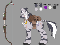 Size: 2000x1500 | Tagged: safe, artist:silverfox057, derpibooru import, oc, oc:woola bula, zebra, archery, arima verse, assassin, big game hunter, bow, dead, decapitated, mercenary, poacher, potions, scar, severed head, shrunken head, villian, witch doctor, zebra oc