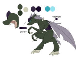 Size: 2000x1500 | Tagged: safe, artist:silverfox057, derpibooru import, oc, oc:maxilla rex, changeling, apexian changling, arima verse, bipedal, maxilla rex, purple changeling, villian, wings