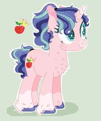 Size: 328x391 | Tagged: safe, artist:givolpon, derpibooru import, oc, oc only, oc:malu apples, pony, unicorn, base used, cheek fluff, chest fluff, colored hooves, female, green background, leg fluff, magical gay spawn, mare, offspring, outline, parent:big macintosh, parent:shining armor, parents:shiningmac, simple background, socks (coat marking), solo