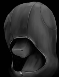 Size: 800x1036 | Tagged: safe, artist:thatonegib, derpibooru import, pony, black and white, black background, bust, clothes, coat, crossover, grayscale, hood, kingdom hearts, monochrome, no eyes, organization xiii, paint tool sai, paint tool sai 2, ponified, portrait, simple background, solo, zipper