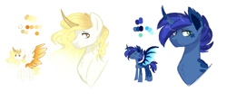 Size: 2154x964 | Tagged: safe, artist:vovanpetuh, derpibooru import, oc, oc:helios, oc:super nova, alicorn, bat pony, bat pony alicorn, pony, bust, female, male, mare, portrait, stallion