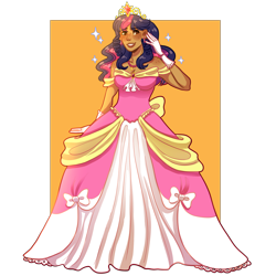 Size: 2000x2000 | Tagged: safe, artist:sparrowflightart, twilight sparkle, human, beautiful, blushing, clothes, coronation dress, dress, female, freckles, gloves, humanized, moderate dark skin, princess, shoulder freckles, smiling, solo