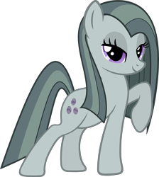 Size: 4028x4500 | Tagged: safe, artist:slb94, derpibooru import, marble pie, absurd resolution, alternate hairstyle, bedroom eyes, fabulous, lidded eyes, raised hoof, rarity pose, simple background, solo, transparent background, vector