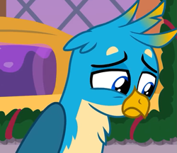 Size: 729x630 | Tagged: safe, derpibooru import, screencap, gallus, griffon, the hearth's warming club, beak, cropped, male, sad