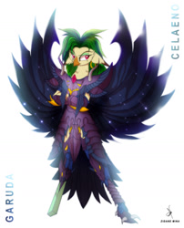 Size: 1164x1440 | Tagged: safe, artist:zidanemina, derpibooru import, captain celaeno, my little pony: the movie, anime crossover, armor, female, garuda, garuda surplice, saint seiya, solo, surplice