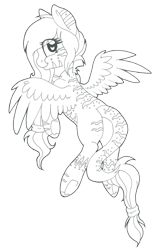 Size: 707x1129 | Tagged: safe, artist:adostume, derpibooru import, oc, oc only, pegasus, pony, flying, leonine tail, simple background, smiling, solo, traditional art, transparent background, underhoof