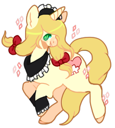 Size: 1498x1665 | Tagged: safe, artist:fursalot, derpibooru import, oc, oc only, pony, unicorn, clothes, maid, simple background, smiling, solo, sparkles, transparent background