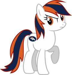 Size: 1024x1063 | Tagged: safe, artist:jeremeymcdude, oc, oc only, oc:milo highliss, earth pony, pony, american football, denver broncos, getting real tired of your shit, nfl, show accurate, simple background, solo, transparent background, vector