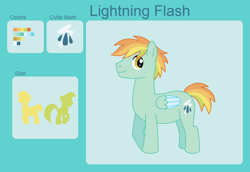 Size: 1084x746 | Tagged: safe, artist:srbarker, derpibooru import, oc, oc only, oc:lightning flash, pegasus, pony, male, offspring, parent:rainbow dash, parent:soarin', parents:soarindash, reference sheet, solo, stallion