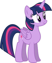 Size: 1024x1223 | Tagged: safe, artist:jeremeymcdude, twilight sparkle, twilight sparkle (alicorn), alicorn, pony, alternate hairstyle, female, folded wings, looking away, mare, short mane, show accurate, simple background, solo, standing, transparent background, vector