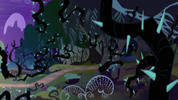 Size: 1280x720 | Tagged: safe, derpibooru import, screencap, princess twilight sparkle (episode), black vine, everfree forest, forest, night, no pony