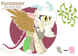 Size: 1024x747 | Tagged: safe, artist:kazziepones, oc, oc only, oc:cacophony, draconequus, hybrid, female, interspecies offspring, offspring, parent:discord, parent:fluttershy, parents:discoshy, reference sheet, simple background, solo, transparent background