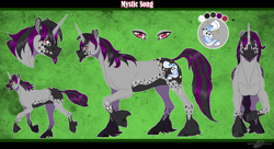 Size: 1925x1050 | Tagged: safe, artist:bijutsuyoukai, derpibooru import, oc, oc:mystic song, pony, unicorn, male, reference sheet, solo, stallion